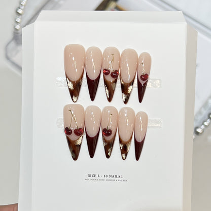 Künstlerisches Floral Design Stiletto Druck-Nagelset Brehn