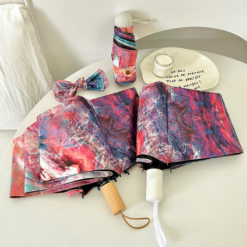 Damen Faltbarer Regenschirm mit kreativem Kunstdesign Brehn