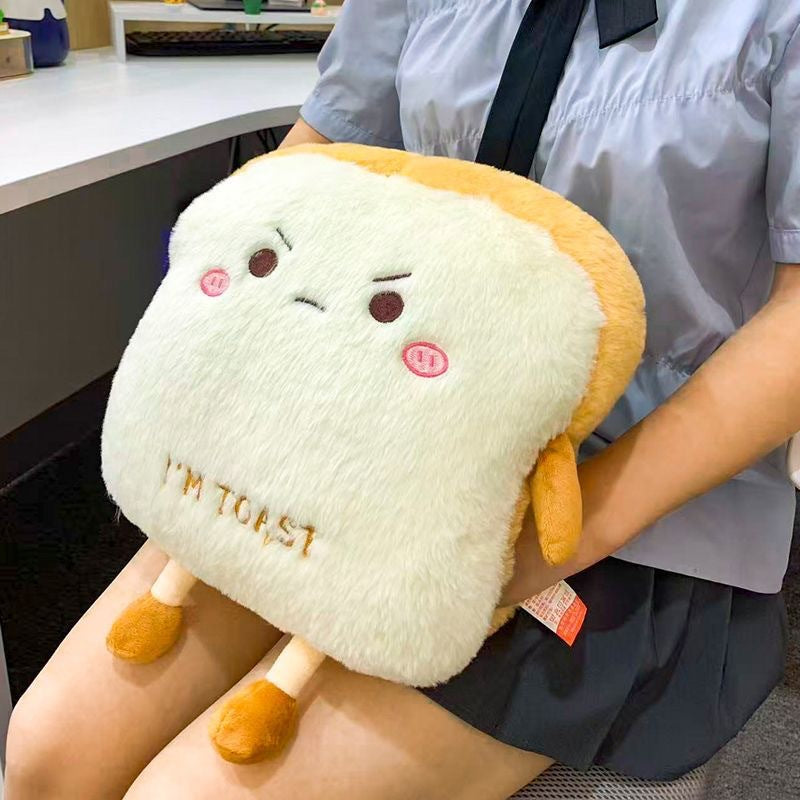 Kuschelplüsch-Kissen in Toastform mit Stickerei und weicher Füllung