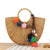 Stroh-Handtasche mit Bunten Quasten und Pompons Brehn