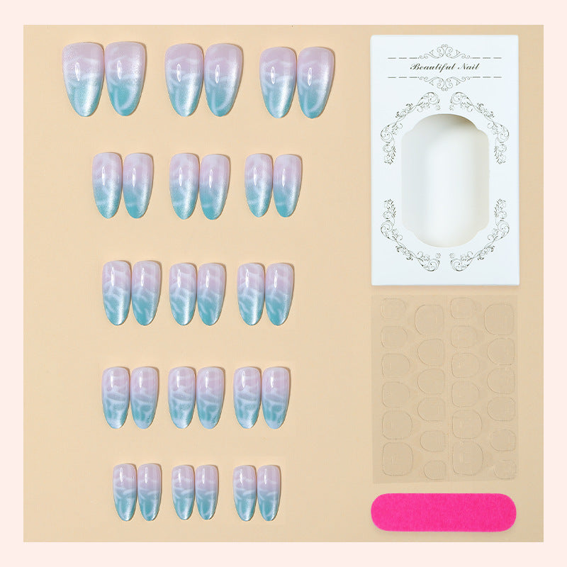 Premium Gel Press-On Nail Set mit ozeaninspiriertem Design Brehn