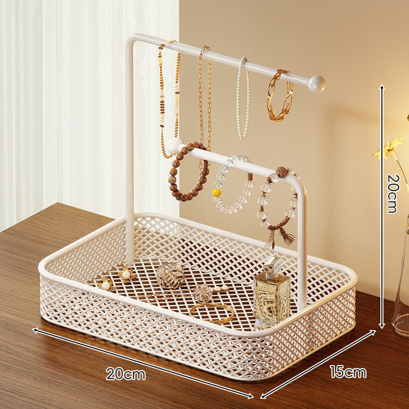 Zwei-Ebenen-Mesh-Tablett Vanity Haaraccessoire & Schmuckorganizer-Ständer