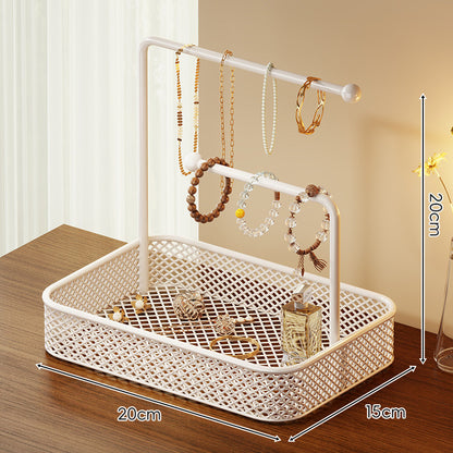 Zwei-Ebenen-Mesh-Tablett Vanity Haaraccessoire & Schmuckorganizer-Ständer
