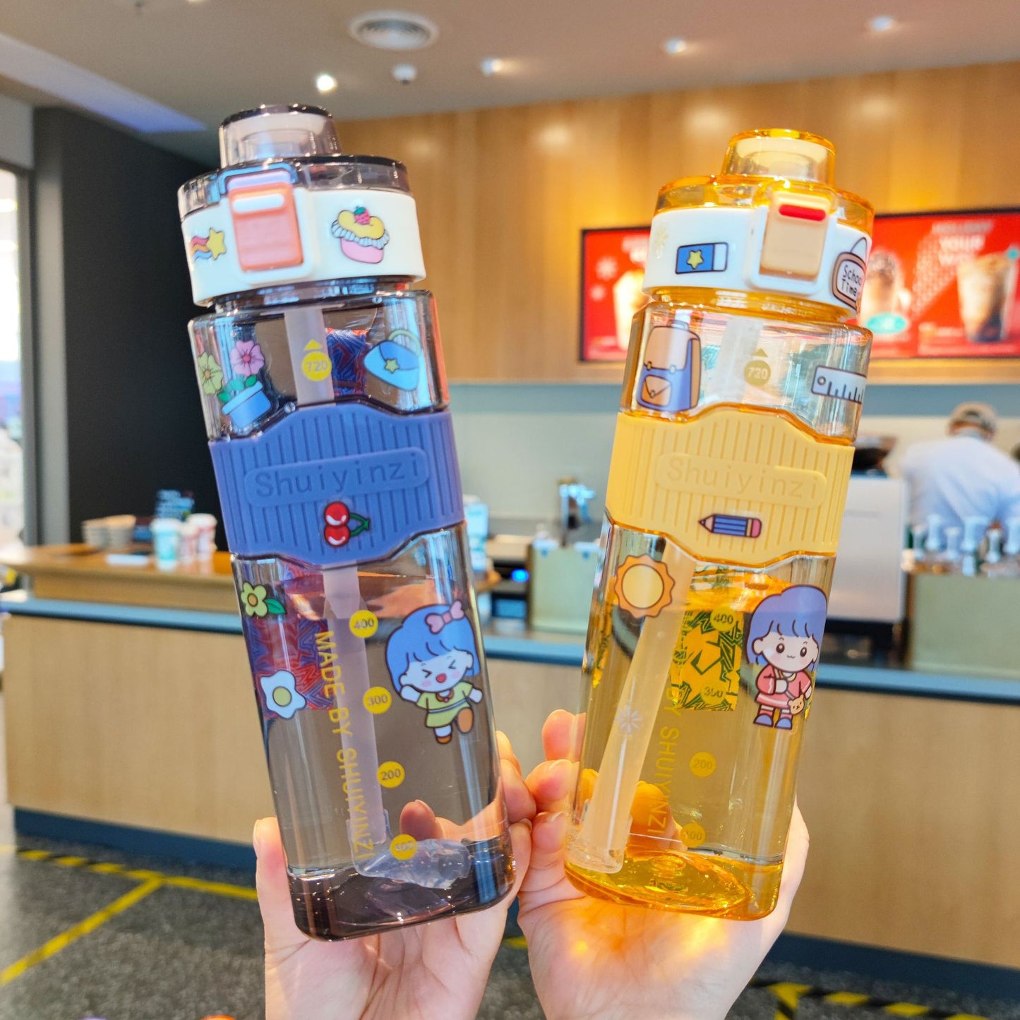 Damen kreative Trinkflasche mit innovativem Sichtfenster und Motivationsmarkierungen Brehn