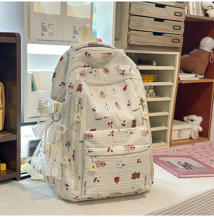 Blumenmuster Multi-Compartments Schulrucksack