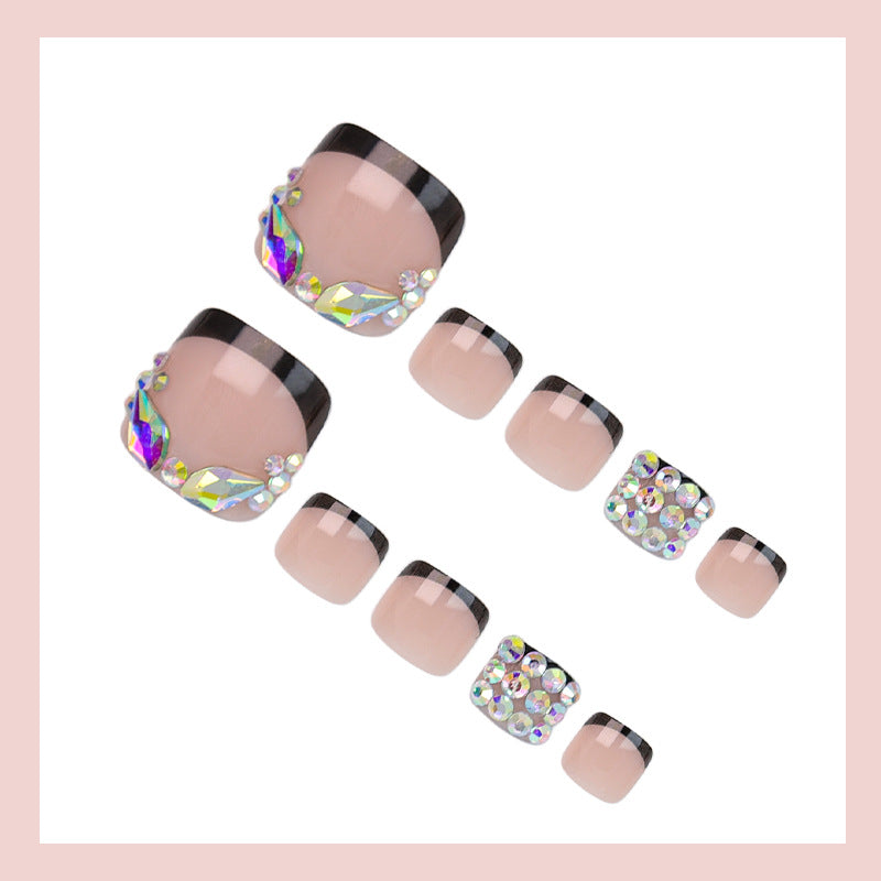 Fußnagel Kunstset mit glamourösen Strass- und eleganten Farbverläufen Brehn