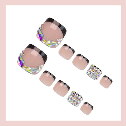 Fußnagel Kunstset mit glamourösen Strass- und eleganten Farbverläufen Brehn