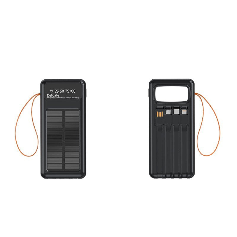 Solar Powerbank mit Integrierten Ladekabeln und Digitaler Anzeige Brehn