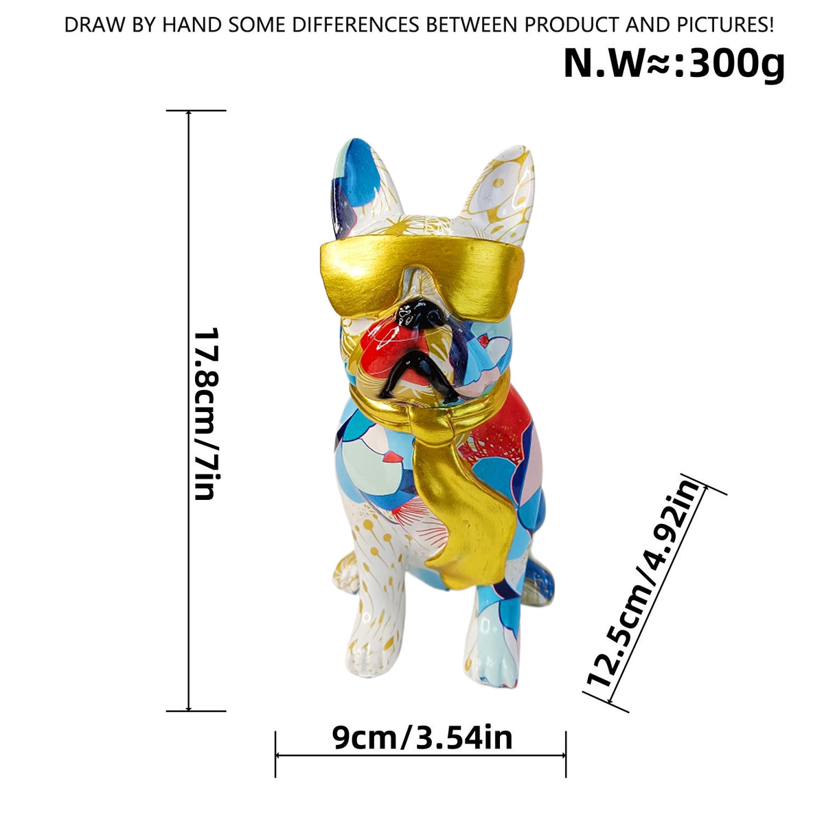 Bunte Bulldogge Dekofigur aus Kunstharz Brehn
