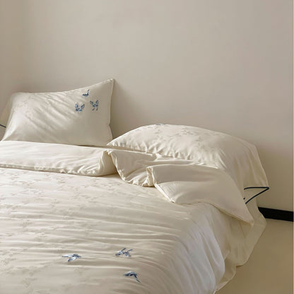 Luxuriöses Satin-Bettbezug-Set mit spitzenbesatz