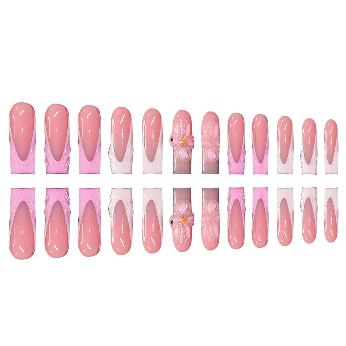 3D Floral Design Press-On Nails Brehn