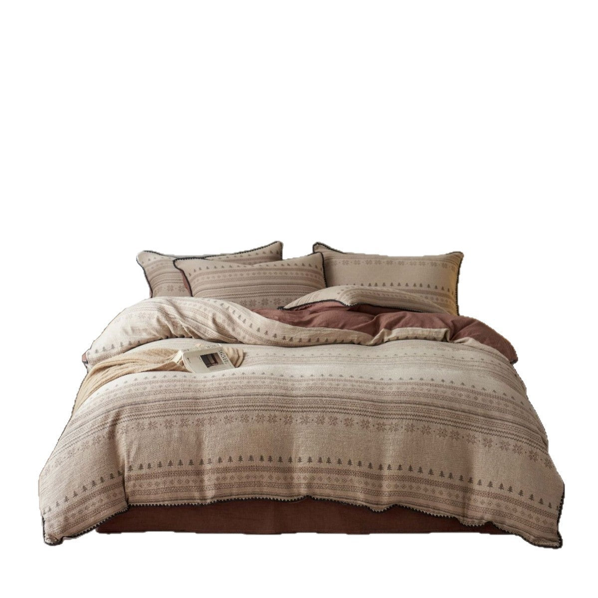 Baumwoll-Musselin Bettbezug-Set mit Jacquard-Struktur und Norweger-Dessin