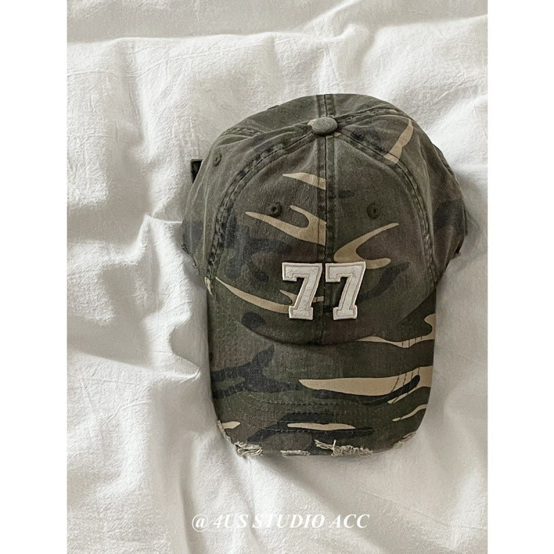 Damen Distressed Camouflage Baseball Cap Brehn