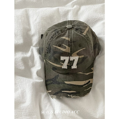 Damen Distressed Camouflage Baseball Cap Brehn