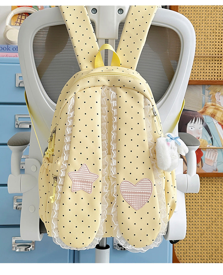 Mädchen Verspielter Pünktchen Hase Ohren Schul Rucksack