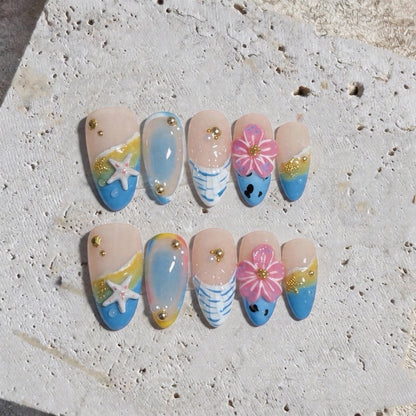 Küstenparadies-Thema Press-on-Nagelset