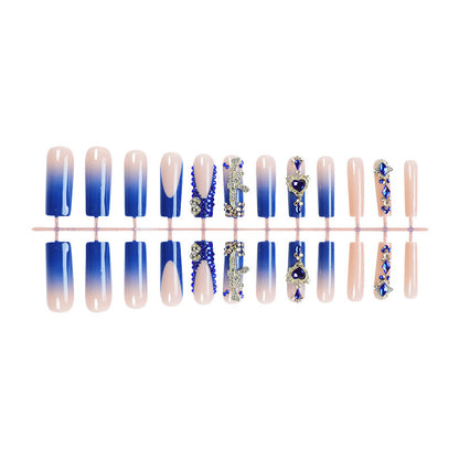 Kunstnagelset mit elegantem Ombre-Design und glamourösen Strasselementen Brehn