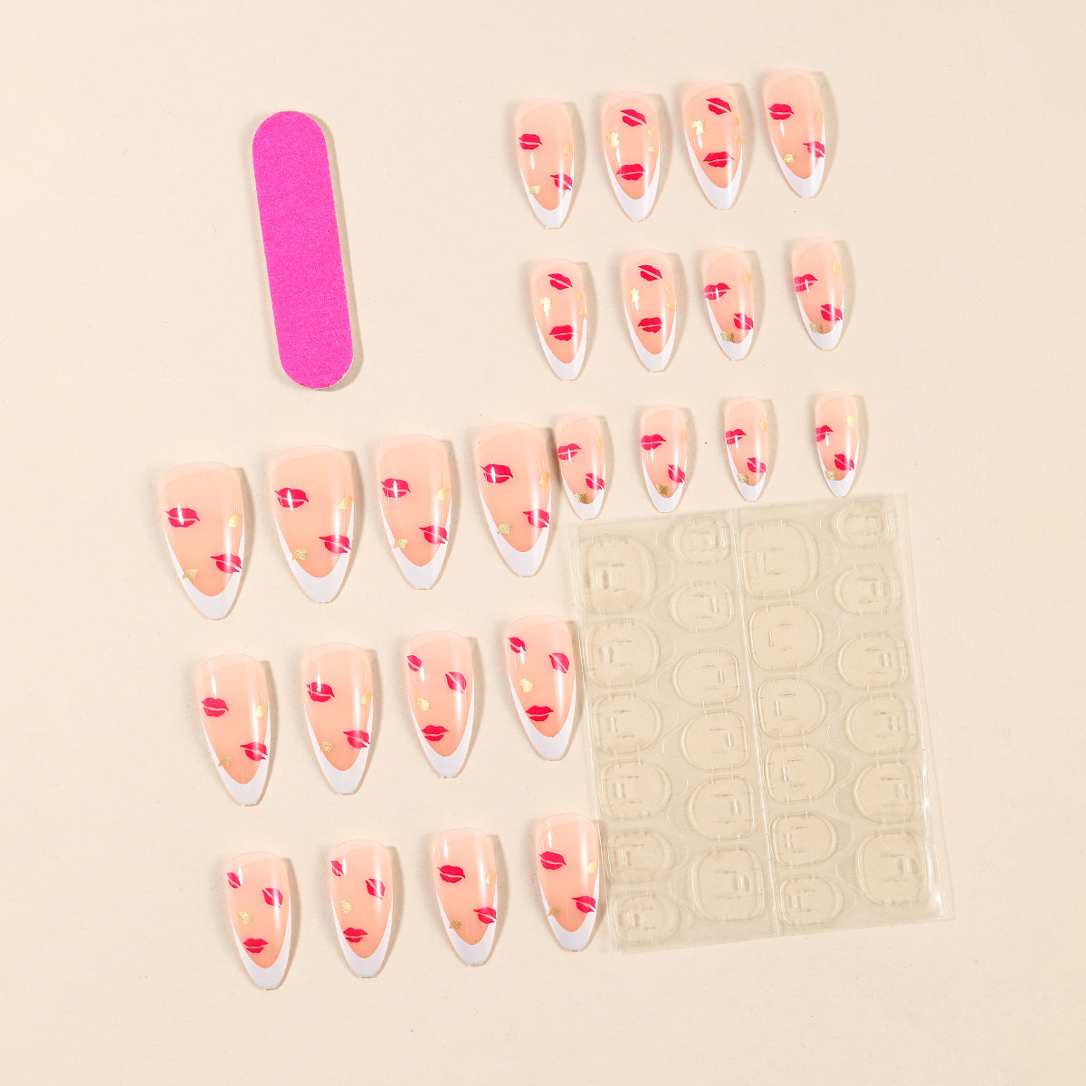 Elegante Kiss-Druck Französische Tipp Nail Art Extensions Brehn