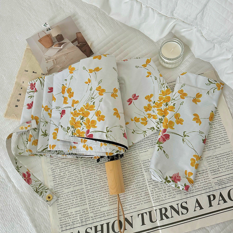 Damen Faltbarer Sonnenschutzschirm mit Blumendesign Brehn