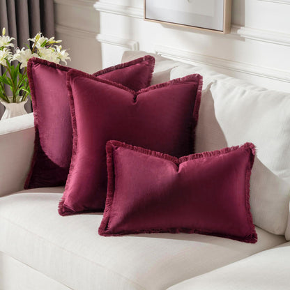 Fringed-Kante Quadrat und Lendenkissen Set