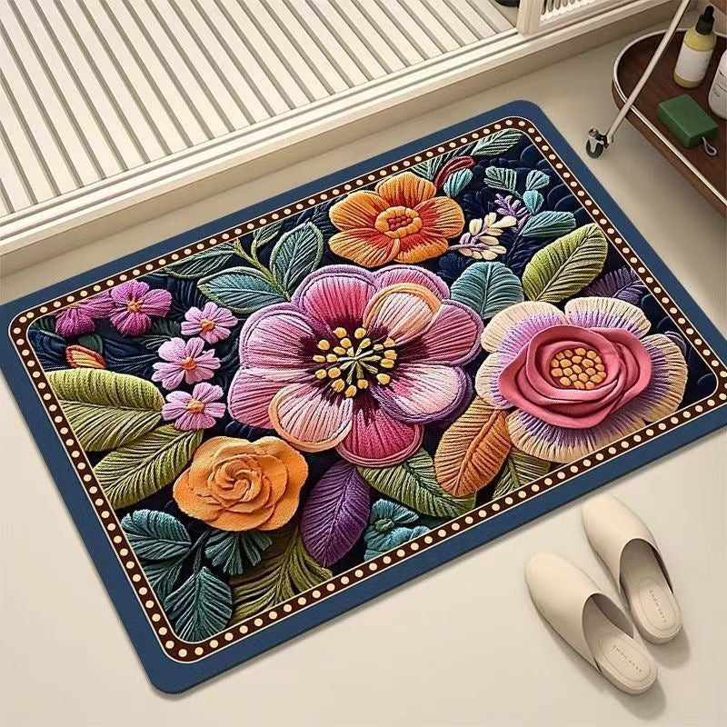 Luxuriöser Bestickter Floraler Teppich Brehn