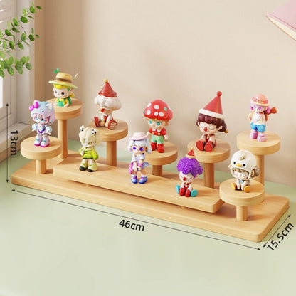 Zwei-Stufen Wavy Holz Displayständer für Mini-Figuren und Sammlerstücke