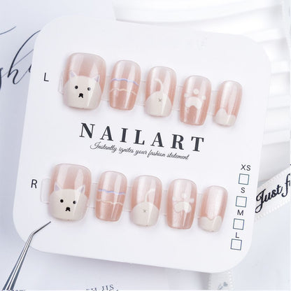 Künstlerisches Stiletto Press-On Nagelset mit floralem Schmuck Brehn