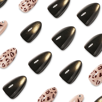 Kunstvolle Nagelverlängerungen mit glamourösen Leo-Design Brehn