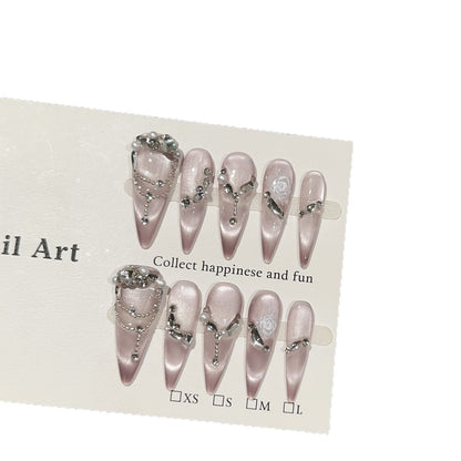 Elegantes Strass-verziertes Stilettos Press-On Nagelset