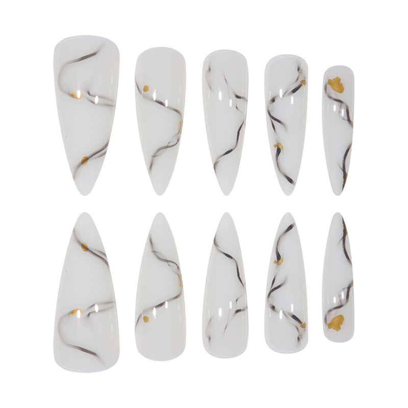 Marmoriertes Design Elegante Stiletto Press-On Nägel Brehn