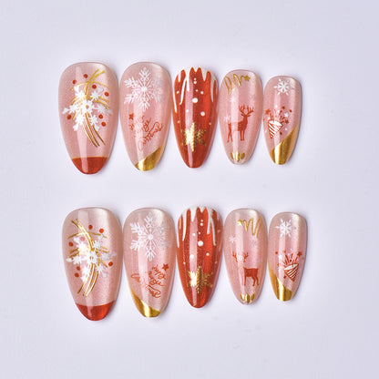 Saisonales Festliches Press-On Nagelkunst Set
