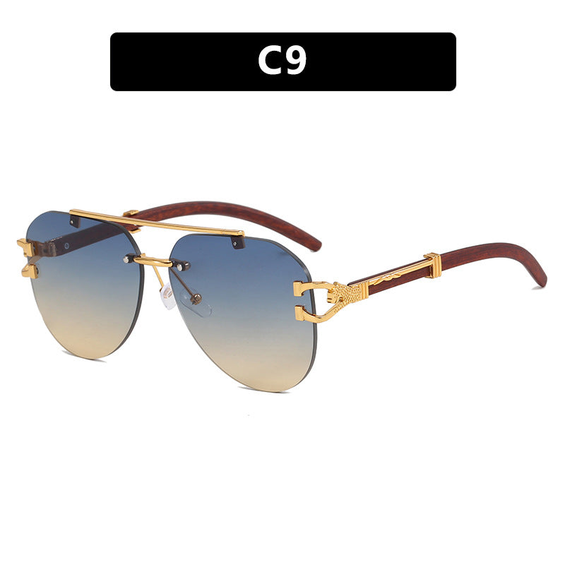 Damen modische Piloten-Sonnenbrille mit luxuriösen Metallakzenten und Holzdetails Brehn