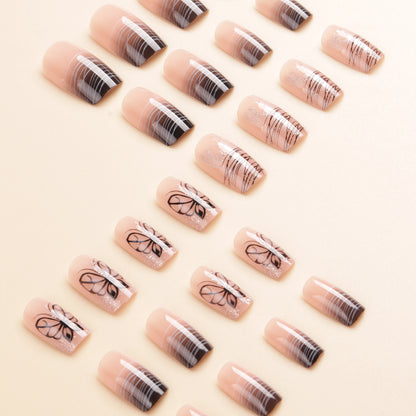 Elegante Schmetterlings-Themen Druck-Nagelkunst Brehn