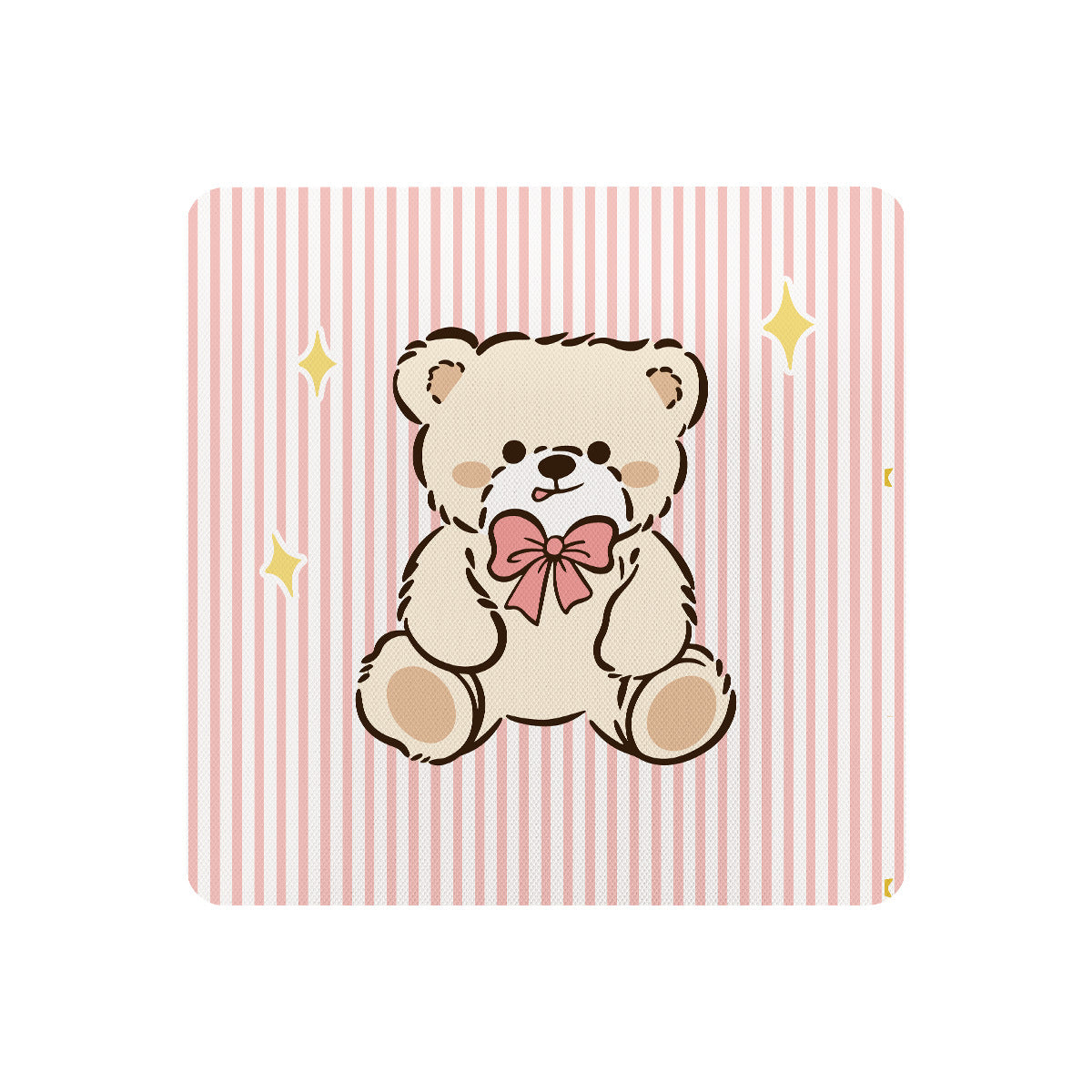 Plush Ergonomic Chair Seat Cushion Pad with Non-Slip Backing and Cute Teddy Illustration