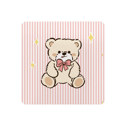 Plush Ergonomic Chair Seat Cushion Pad with Non-Slip Backing and Cute Teddy Illustration