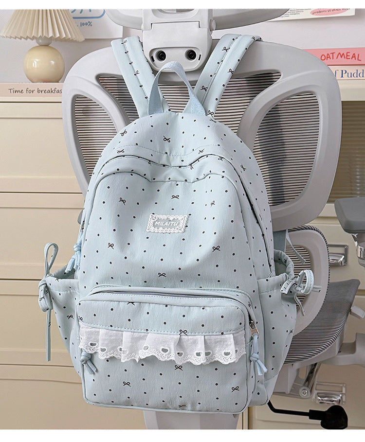 Charmanter Polka-Dot Designer-Schulrucksack