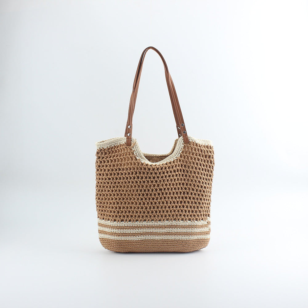 Handgefertigte Designer-Strandtasche mit Robusten Ledergriffen Brehn