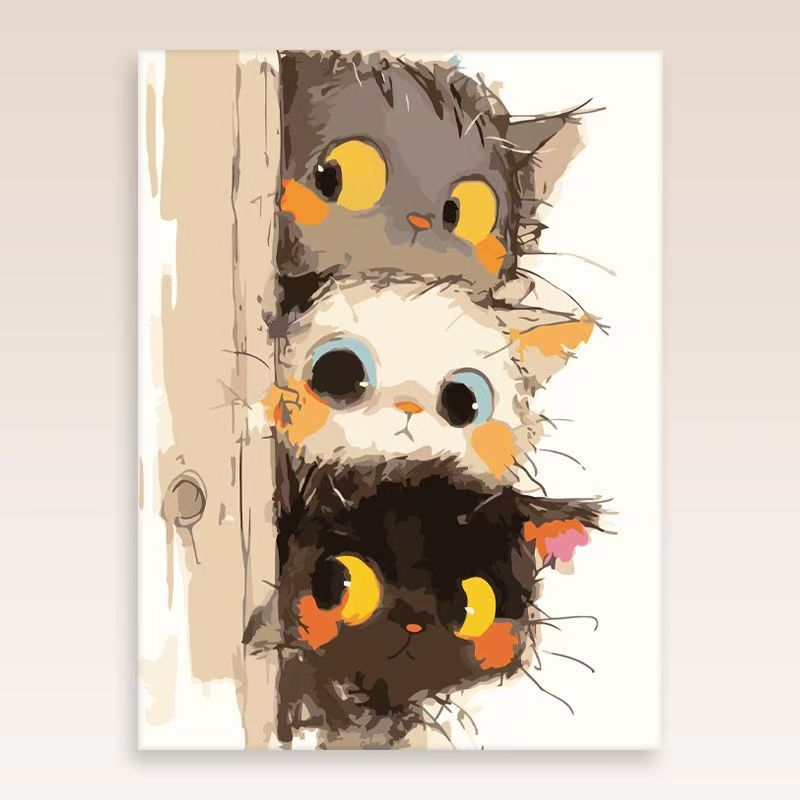 Verspielt Katzenporträt Wandkunst Brehn