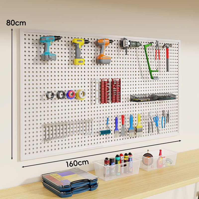 Wandmontierter Lochblech-Werkzeug-Pegboard-Organizer mit modularen Haken und Drahtkörben