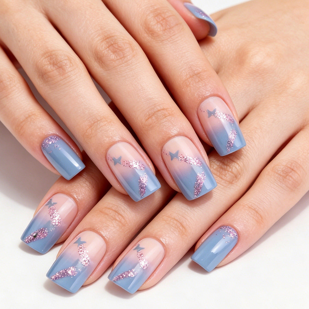Künstlerische Glitzer Ombre Press-On Nägel Brehn