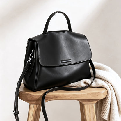 Strukturierte Top-Handle Klapp-Tasche mit abnehmbarem Crossbody-Tragegurt