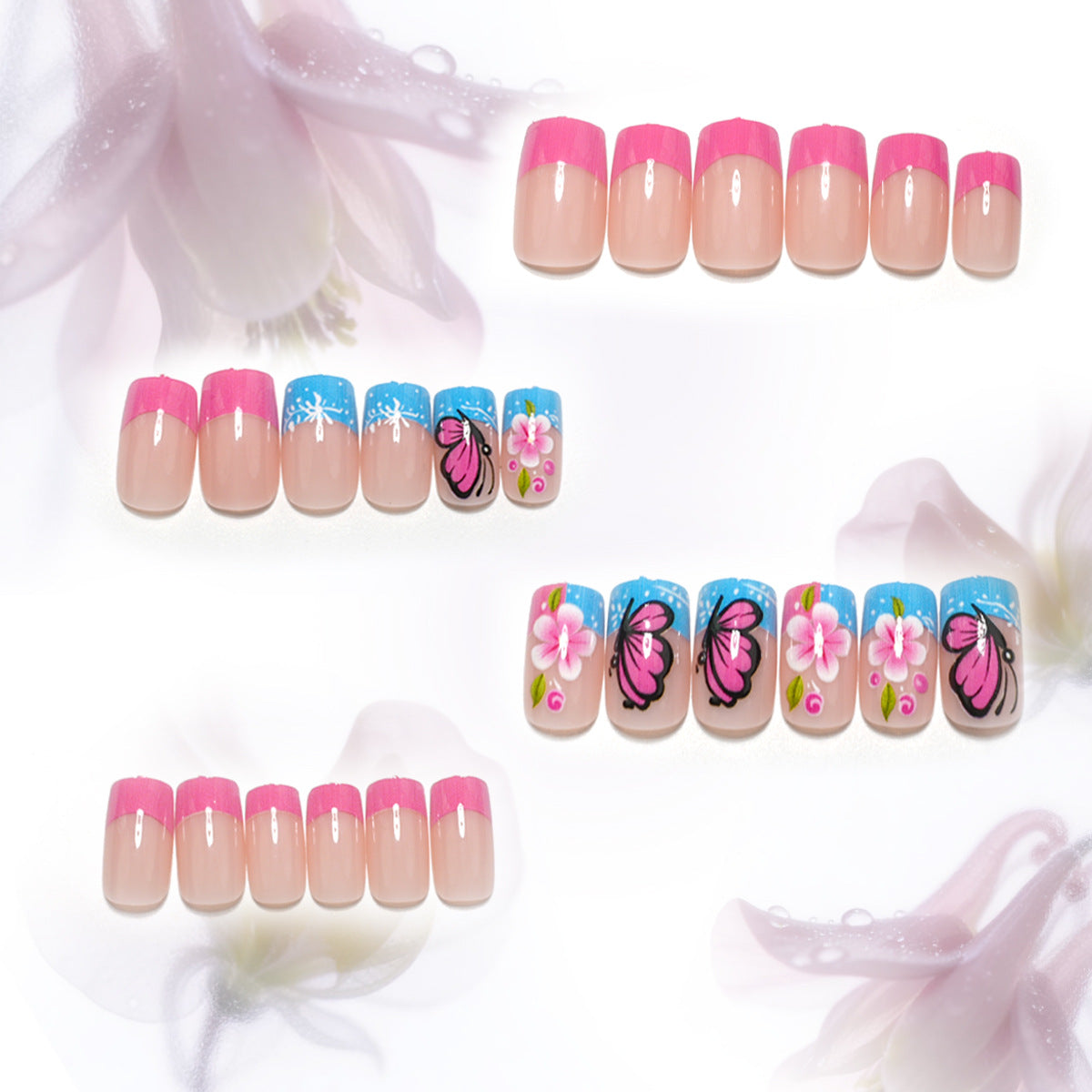 Dekorativer Press-On Nagelset