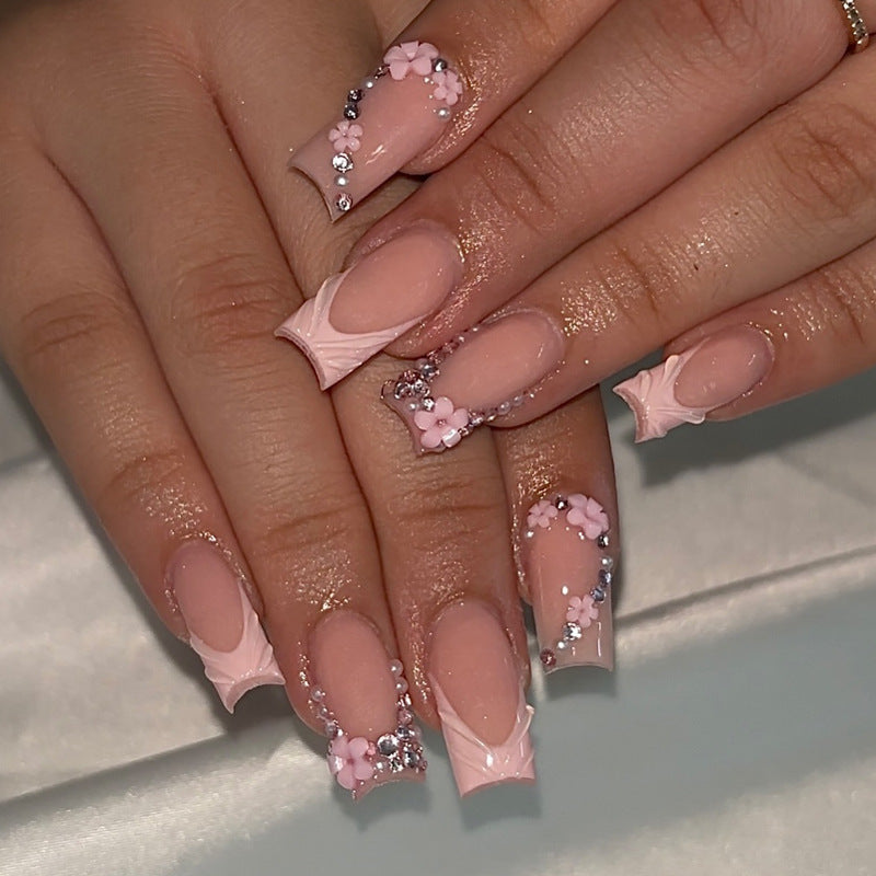 Elegantes Floral Acryl Press-On Nagelset Brehn