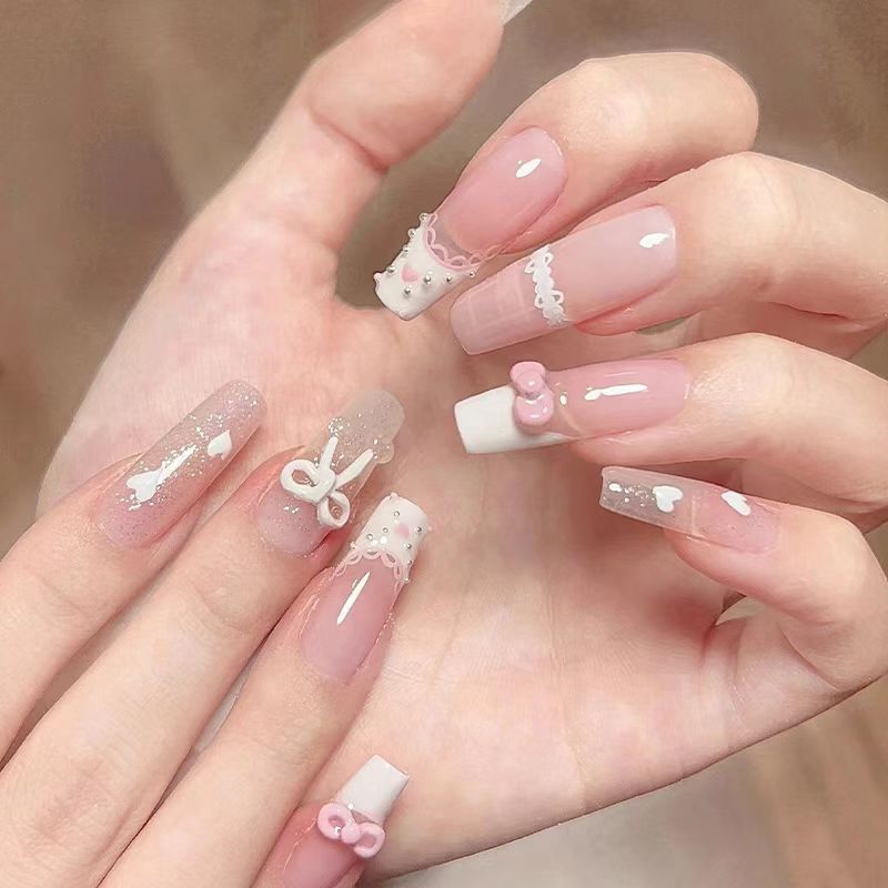 Erweitertes Glitzer-verstärktes Press-On Nagelset Brehn