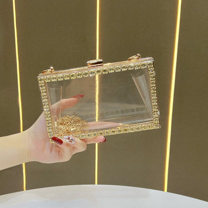 Kristallakzentierte klare Abend-Clutch