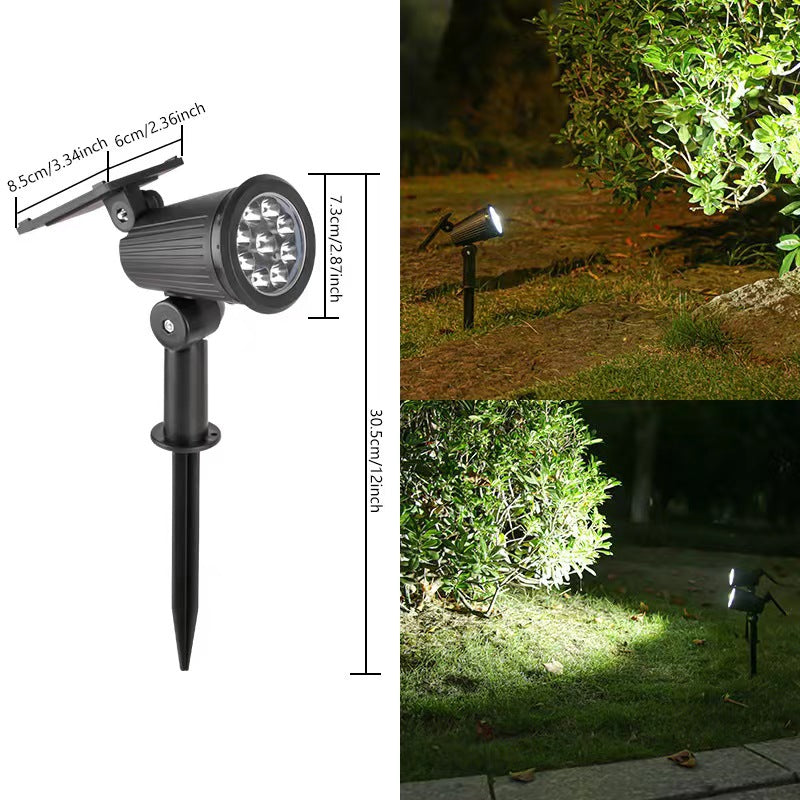 Verstellbarer Solar-LED-Gartenstrahler mit schwenkbarem Kopf, integriertem Solarpanel und wetterfestem Gehäuse Brehn