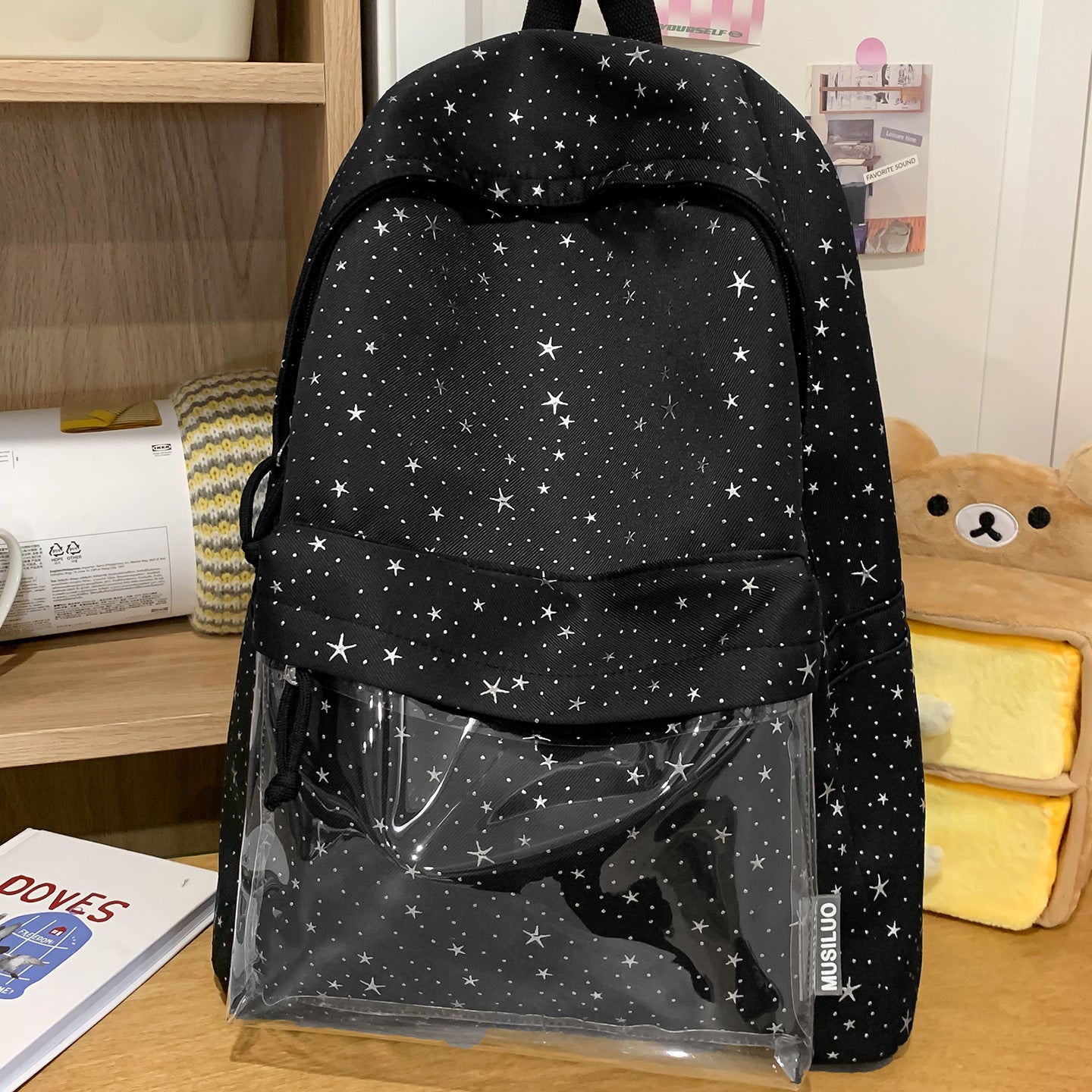 Transparenter Tasche Stern-gedruckter Rucksack Brehn