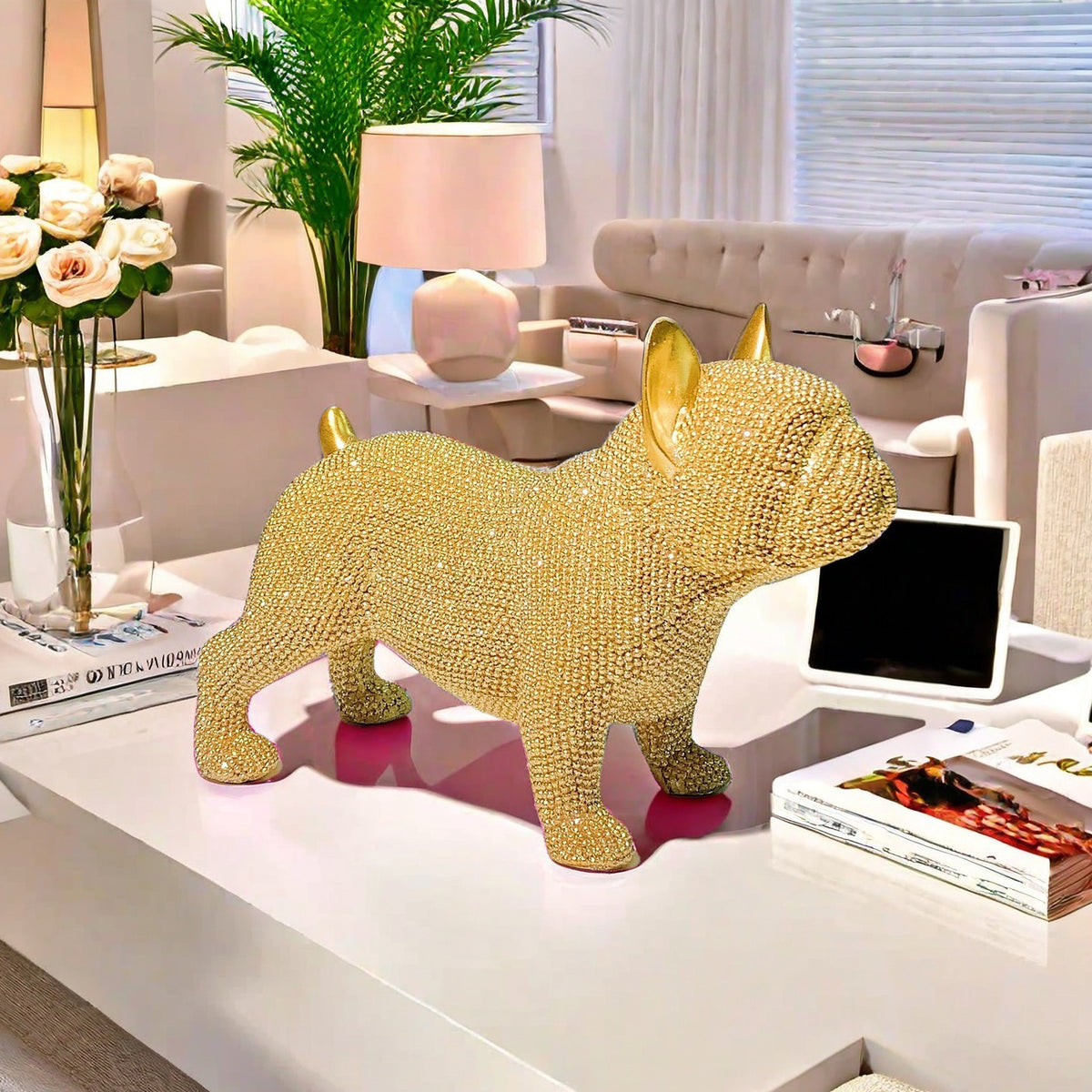 Glänzende Bulldoggen Skulptur Brehn
