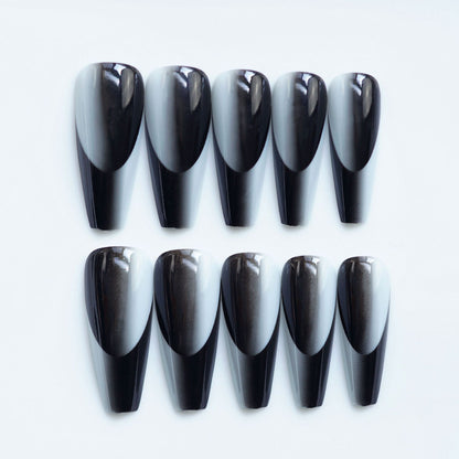 Langes, leichentförmiges Press-On-Nagelset mit Farbverlauf-Design