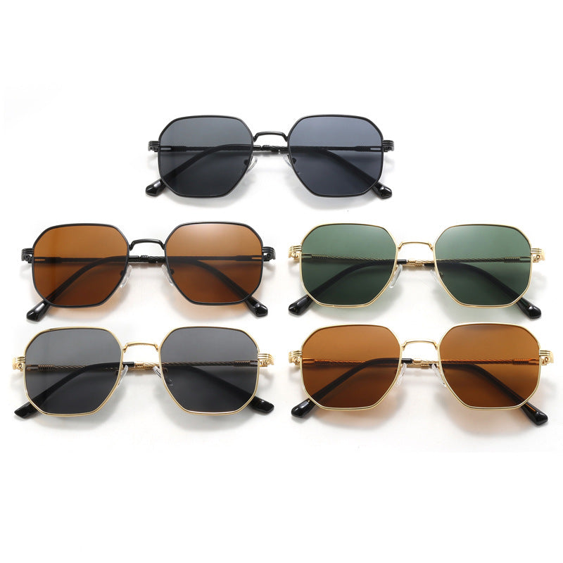 Damen extravagante geometrische Sonnenbrille mit markantem Metallrahmen Brehn